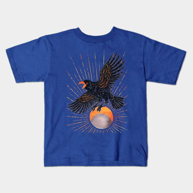 Crow and Moon Kids T-Shirt by MichelleScribbles